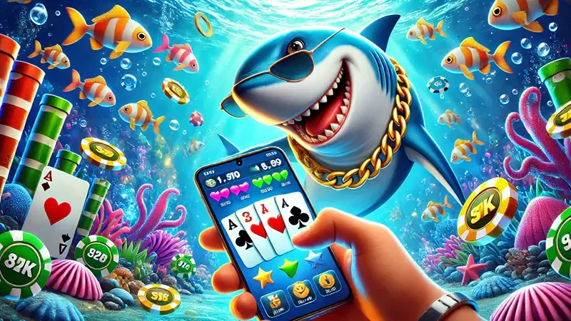 Layar permainan tembak ikan dengan suasana bawah laut
